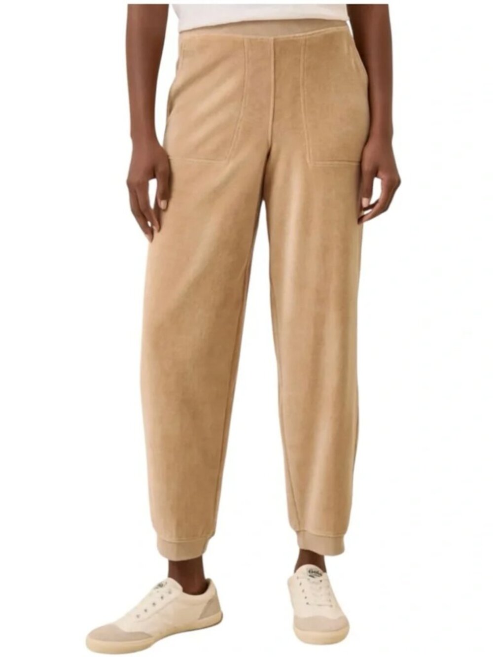 PACT Pure Organic Cotton Velour Jogger Sweatpants L  29" inseam in Sesame